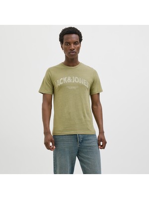 Jack & Jones Jack&Jones Almeria Bold Branding Erkek Haki Yuvarlak Yaka Tişört