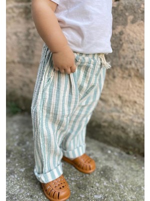 Cigit Müslin Pantolon Yeşil Çizgili
