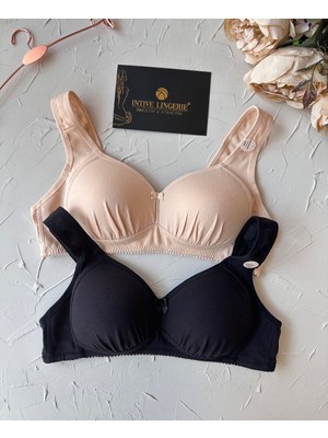 Louisa %85 Pamuklu Balesiz C Cup Toparlayıcı Penye Kalın Askılı 2'li Sütyen