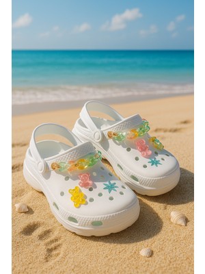 Jelibonlu Boncuklu Kız Çocuk Sandalet-Terlik