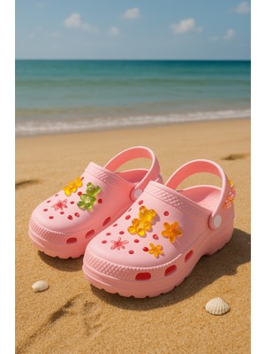 Jelibonlu Boncuklu Kız Çocuk Sandalet-Terlik