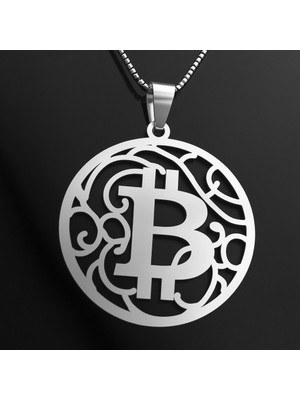 TabiTela 925 Ayar gümüş kolye bitcoin SM5297