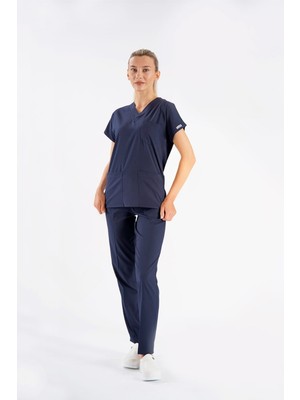 Lion Üniforma Dr. Greys Modeli Likralı Hemşire Forması  Yarasa Kol Doktor Scrubs Hastane Takımı