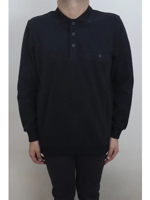 Santa Fistan Store Erkek Düz Klasik Kesim Rahat Kalıp Polo Yaka Pıtırcık Tek Cepli Kışlık Kazak