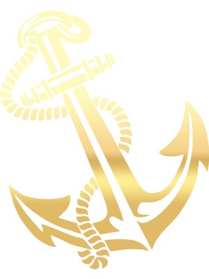 Denizci Çapası Sticker 17X17 cm Gold