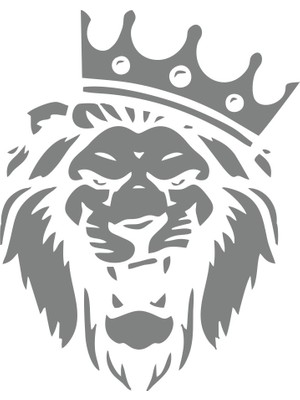 Kral Tacçlı Aslan Sticker 17X17 cm Gri