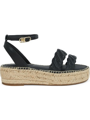 Tommy Hilfiger Deri Siyah Kadın Sandalet FW0FW08496
