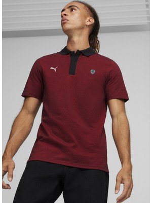 Puma 62382702 Ferrari Style 2 Tone Polo Kırmızı Polo Yaka Regular Fit Düz Erkek T-Shirt
