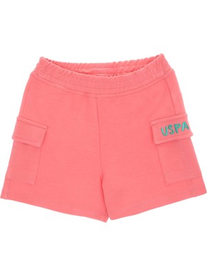 U.s. Polo Assn. Lastikli Bel Relaxed Pembe Kız Çocuk Şort Volenta