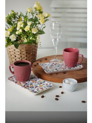 Keramika Springtime Doğaltaş Kahve Sunum Seti 4 Parça 2 Kişilik 19558