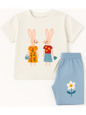 Katia & Bony Kız Çocuk Tavşan Desenli Şortlu Pijama Takımı