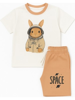 Erkek Çocuk Uzaylı Tavşan Desenli Şortlu Pijama Takımı