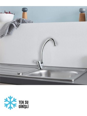Aç-Kapa Tek Su Girişli Lavabo Mutfak Bataryası Tekli Mix