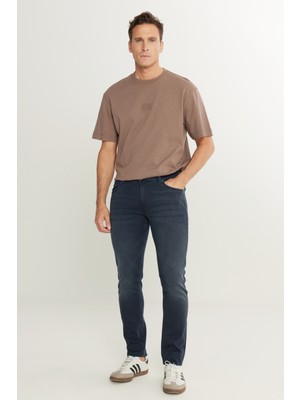 Luke Slim Fit Dar Kesim Normal Bel Pamuklu Esnek Indigo Jean Denim Pantolon