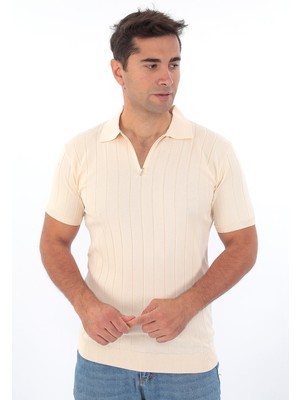 Monox Erkek Polo Yaka Fermuarlı Spor Yazlık Triko Tişort