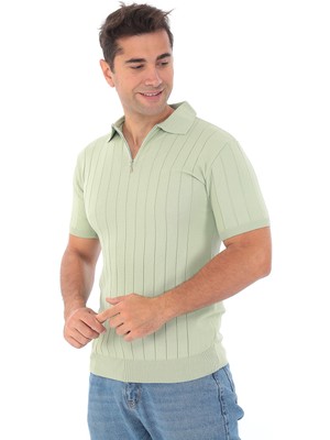 Monox Erkek Polo Yaka Fermuarlı Spor Yazlık Triko Tişort