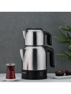 Korkmaz A359 Elektrikli Çaydanlık - Inox Siyah 1,8 L Çelik Malzeme ile Güçlü Demleme
