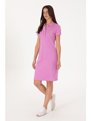 U.S. Polo Assn. Kadın Fuşya Polo Yaka Mini Boy Örme Elbise 50297457-VR023