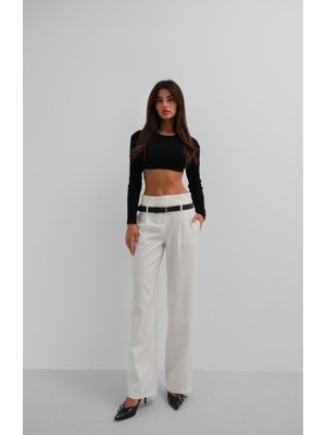 La Mode Istanbul Kemer Detay Yüksek Bel Pantolon