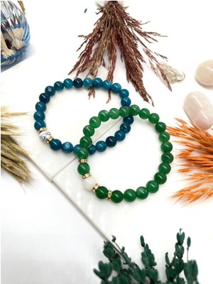 2 Adet | Aventurin & Apatit Doğal Taş Bileklik Seti