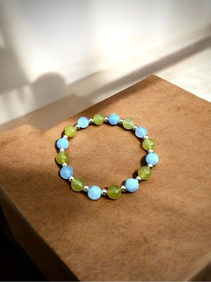 Yaz Akşamı Bilekliği: Akuamarin & Yeşil Akik Doğal Taş Bileklik