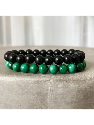 Erkek Gerçek Malakit Doğal Taş Bileklik