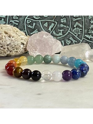 Unisex Renkli 7 Çakra Doğal Taş Bileklik