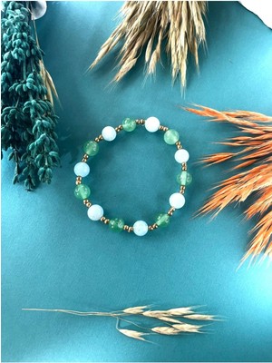 Kadın - Cazibe Bilekliği  Aventurin ve Ay Taşı Doğal Taş Bileklik