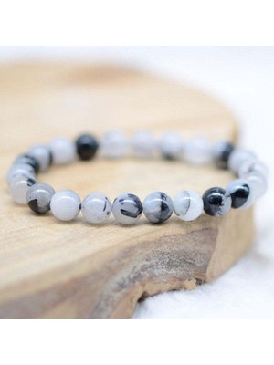 Arınma ve Koruma: Kuvars ve Siyah Turmalin Unisex Doğal Taş Bileklik