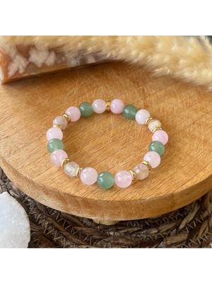 A+ Kalite | Pembe Kuvars, Aventurin Doğal Taş Bileklik > Sertifikalı