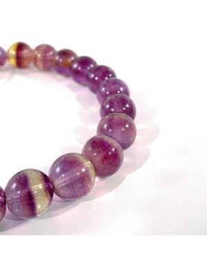 Renk Cümbüşü: Unisex Kaliteli Özel Rainbow Florit Doğal Taş Bileklik
