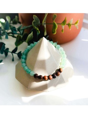 Ruhani Bağlantı Aventurin ve Sandal Ağacı: Unisex Doğal Taş Bileklik