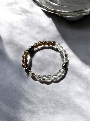 🔥 Içindeki Gücü Uyandır: Unisex Dumbell Detaylı Dumanlı ve Kristal Kuvars Doğal Taş Bileklik 🔥