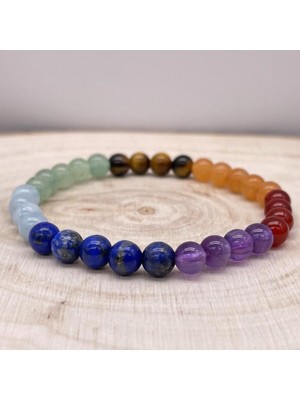 Ruhun Denge Noktaları Klasik 7 Çakra: Unisex Doğal Taş Bileklik