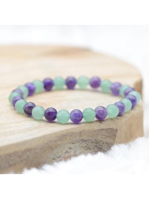 Bilgelik ve Huzurun Karışımı: Ametist ve Aventurin: Kadın Doğal Taş Bileklik