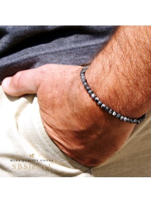 Erkek Gri Doğal Taş Bileklik