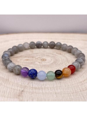 Içsel Denge ve Aydınlanma 7 Çakra Labradorit: Unisex Doğal Tas Bileklik