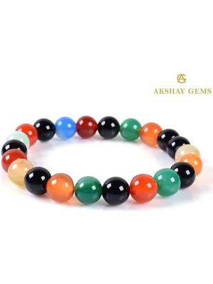 Kadın Multicolor Akik Doğal Taş Bileklik
