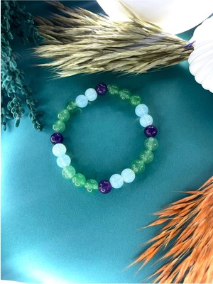 Kadın - Olumlama Cazibe Bilekliği > Şans Açıcı > Aventurin - Ametist - Ay Taşı | Sertifikalı |