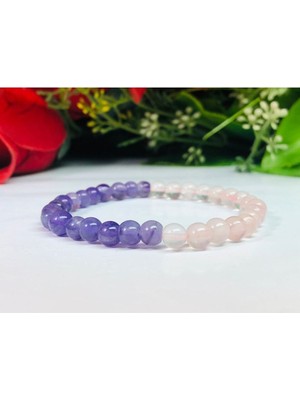 Uyum Bilekliği | Ametist ve Pembe Kuvars Doğal Taş > Pozitif Enerji Sağlar > Sertifikalı