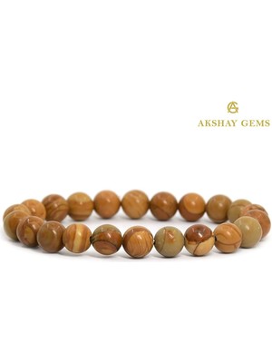 A+ Kalite | Ahşap Jasper Doğal Taş Bileklik > Sertifikalı + Handcrafted