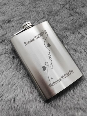 Kişiye Özel Love Hediye 9 Oz Çelik Cep Matarası 266 ml Cep Matarası Sevgiliye Hediye