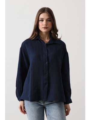 Passense Müslin Uzun Kol Gömlek - Lacivert