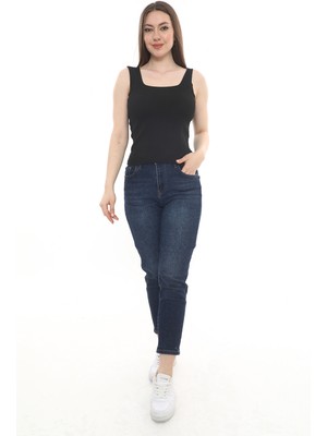 Monox Kadın Bluz Kare Yaka Çizgili Yazlık Triko Atlet