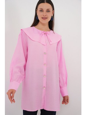 La Mode Istanbul Bebe Yaka Uzun Tunik 5967 - Pembe