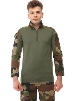 Single Sword Sword Dirsek Detaylı Polo Yaka Kadın&erkek Combat T-Shirt Single Renk: Usa Beden: 3xl Serisi