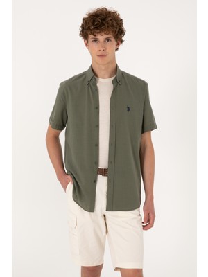 U.s. Polo Assn. Erkek Koyu Haki Gömlek Kısa Kollu 50306324-VR111