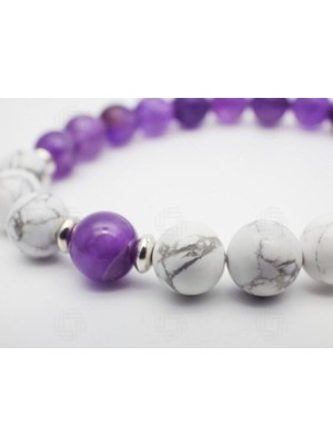 Padore Accessory Zihnin ve Ruhun Şifası | Havlit ve Ametist Doğal Taş Bileklik | Sertifikalı > Handcrafted