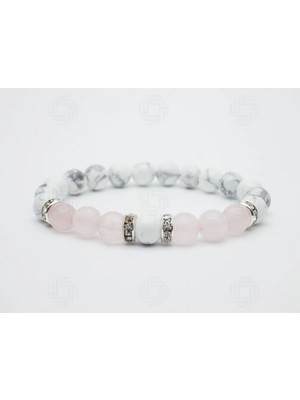 Padore Accessory Doğal Taşların Güç Birliği: Havlit ve Pembe Kuvars Bileklik | Sertifikalı
