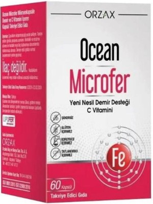Orzax Ocean Microfer 60 Kapsül Yeni Nesil Demir Desteği ve C Vitamini İçeren Takviye Edici Gıda